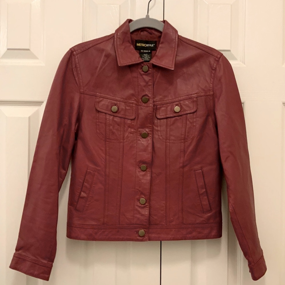 MetroStyle Red 100% leather jacket